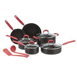 Basics Hard Anodized Non-Stick 12-Piece Cookware Set, Red - Pots, Pans and Utensils