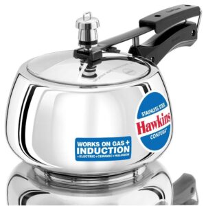Hawkins Stainless Steel Contura Induction Compatible Pressure Cooker, 3 Litre, Silver