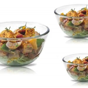SignoraWare Mixing Bowl Borosilicate Glass, Set of 3, (500ml+1000ml+1500ml), Clear