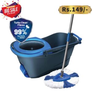Turbo Spin Mop that removes over 99% bacteria, with Easy wheels, Triangular head