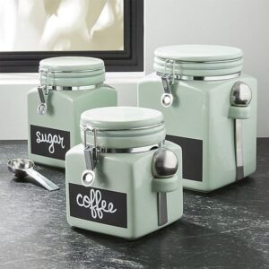 Crate & Barrel Pistachio Clamp Canisters... 3 pis