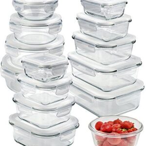 Glass Storage Containers with Lids (13-Pack) - Glass Food Storage Containers Airtight - Glass Containers with Lids - Glass Meal Prep Containers Glass Food Containers by Prep Naturals