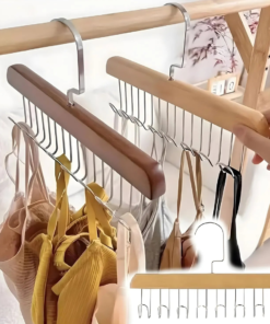 Space Saving 8 Hooks Wooden Hangers ( Pack of 2 Pcs )
