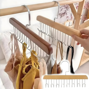 Space Saving 8 Hooks Wooden Hangers ( Pack of 2 Pcs )