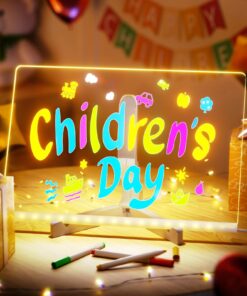 Glowing LED Writing and Doodle Board with Color Markers and Stand