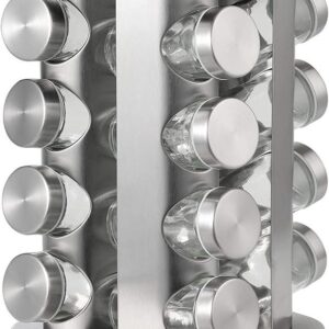 TRAY Spice Rack,16-Jar Revolving Countertop Spice Tower