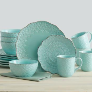 Jars Tourron Sea Blue 16-Piece Dinnerware Set.