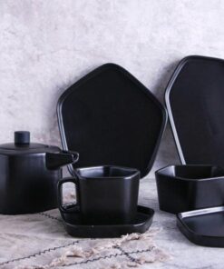Pentagon Mug with Saucer Black