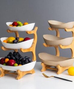 Rustic Tier Plate Stand With Porcelain Plates set  of 2