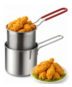 Stainless Steel Deep Frying Pot with Strainer Basket (1200ml)