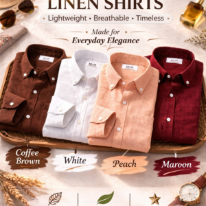 Premium Linen Shirts Combo Pack Set of 4 Lightweight Breathable