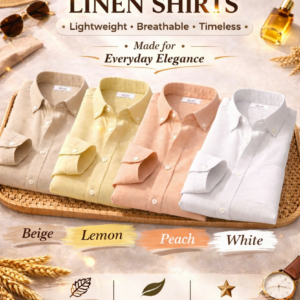 Premium Linen Shirts Combo Pack: 4 Lightweight Breathable Daily Shirts
