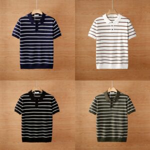 Men's Breathable Ice Silk Knitted Polo Shirts Pack of 4 Summer