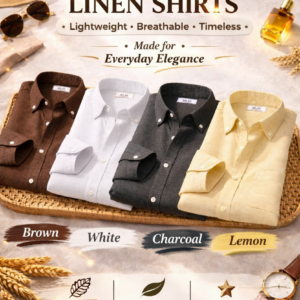 Premium Linen Men's Shirt Combo Pack of 4 Breathable Shirts