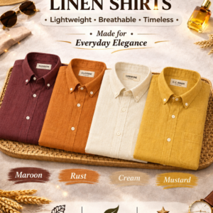 DDSOL Men's Cotton Linen Shirt Pack of 4 Gradient